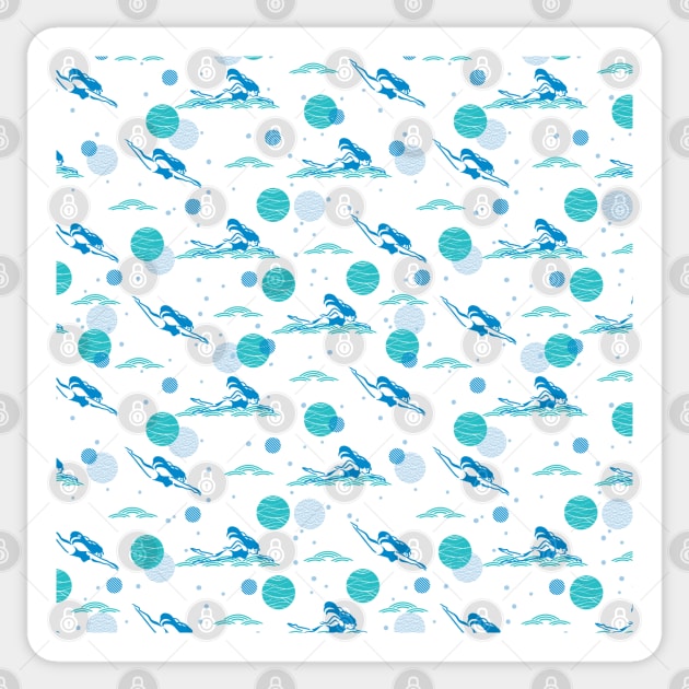 Jump in and Swimming Pattern Art Sticker by FlinArt